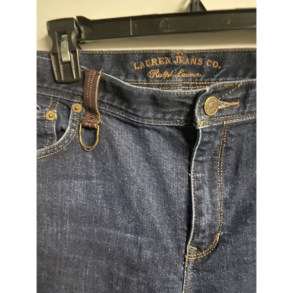 Lauren Jeans Co Womens Plus 16 Blue Dark Wash Stretch Denim Flap Pockets Bootcut - Picture 9 of 12